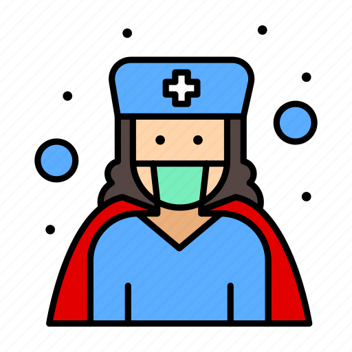 Corona, coronavirus, doctor, female, nurse, physician, superhero icon - Download on Iconfinder