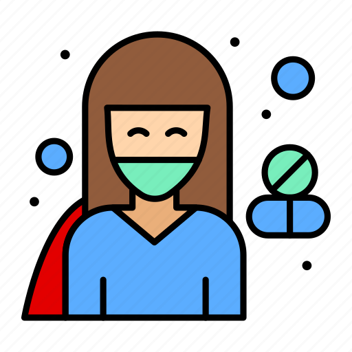 Female, health, hospital, pharamacist, superhero, corona, avatar icon - Download on Iconfinder