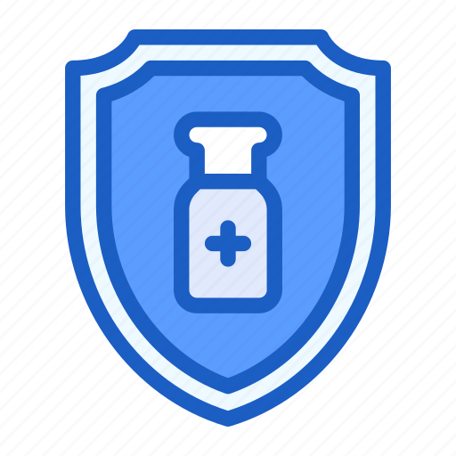 Immunity, vaccination, bottle, ribbion badge, corona icon - Download on Iconfinder