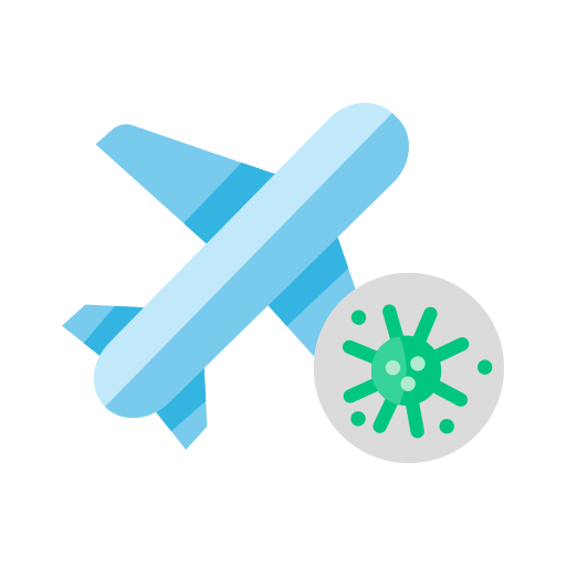 Airplane, coronavirus, covid, flight, virus transmission icon - Free download