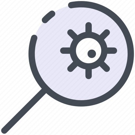 Virus, magnifier, glass, lens, find, coronavirus, covid icon - Download on Iconfinder