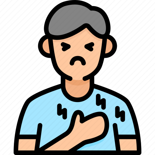 Chest pain, chest pain or pressure, symptom, healthcare and medical, illness, sickness, avatar icon - Download on Iconfinder