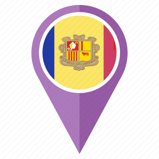 Andorra, flag, pin, country, location, nation, navigation icon - Download on Iconfinder