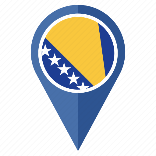 Flag, bosnia herzegovina, country, nation, navigation, pin icon - Download on Iconfinder