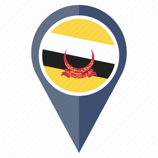 Brunei, flag, country, location, map, navigation icon - Download on Iconfinder