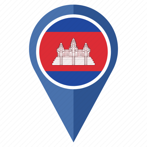 Cambodia, flag, location, map, marker, national, pin icon - Download on Iconfinder