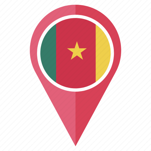 Cameroon, flag, pin, country, location, nation, navigation icon - Download on Iconfinder