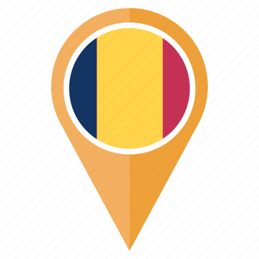 Chad, flag, country, location, nation, navigation, pin icon - Download on Iconfinder