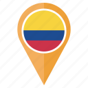 colombia, flag, pin, country, location, nation, navigation