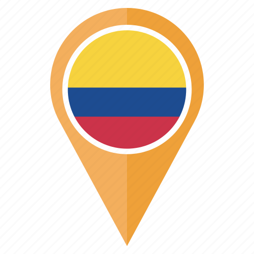 Colombia, flag, pin, country, location, nation, navigation icon - Download on Iconfinder