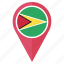 flag, guyana, pin, country, location, nation, navigation 