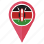 flag, kenya, pin, country, direction, location, navigation 