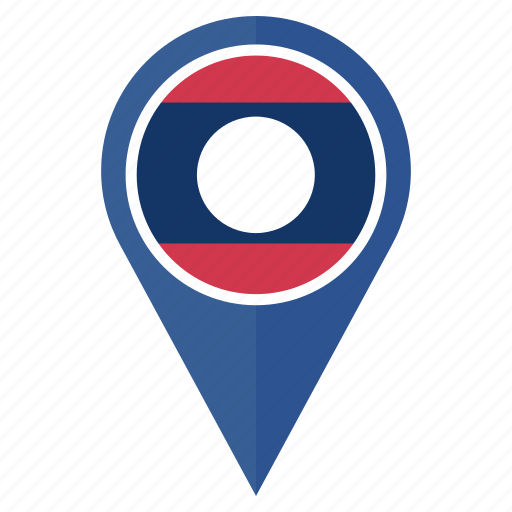 Flag, laos, country, location, map, navigation, pin icon - Download on Iconfinder