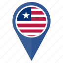 flag, liberia, pin, country, location, nation, navigation 