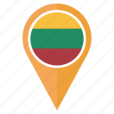 flag, lithuania, country, location, nation, navigation, pin 