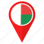 flag, madagascar, pin, country, location, nation, navigation 