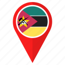 flag, mozambique, pin, country, location, nation, navigation