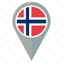 flag, norway, country, location, map, navigation, pin