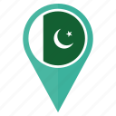 flag, pakistan, pin, country, direction, location, navigation