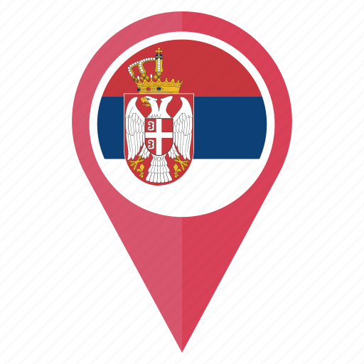 Flag, serbia, pin, country, location, nation, navigation icon - Download on Iconfinder