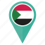 flag, sudan, country, location, national, navigation, pin 