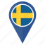 flag, sweden, pin, country, direction, location, navigation 