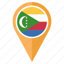 comoros, flag, the, country, location, national, pin 