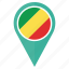 flag, country, location, nation, navigation, pin, the republic of the congo 