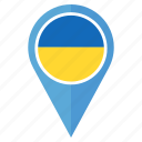 flag, ukraine, country, location, map, navigation, pin