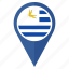 flag, uruguay, pin, country, location, nation, navigation 