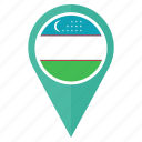 flag, uzbekistan, pin, country, location, nation, navigation 