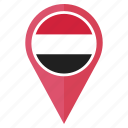 flag, yemen, pin, country, direction, location, navigation