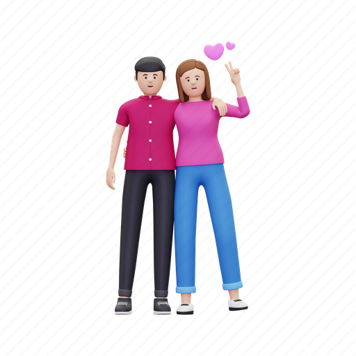 Couple, romantic, heart, romance, love, valentine, relationship 3D illustration - Download on Iconfinder