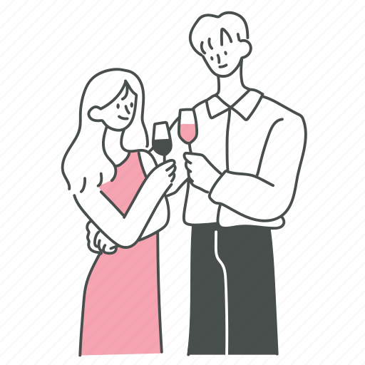 Couple, toasting, romantic, flirting, party, anniversary, celebration icon - Download on Iconfinder