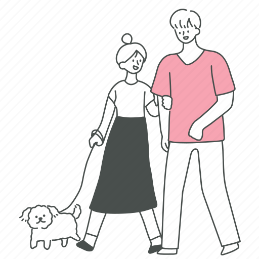 Couple, walking dog, dating, walking, outdoor, activity, love icon - Download on Iconfinder