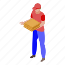 business, cartoon, courier, delivery, food, isometric, pizza