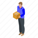 business, cartoon, delivery, hand, isometric, parcel, person