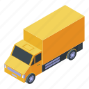 business, cartoon, courier, delivery, isometric, logo, truck