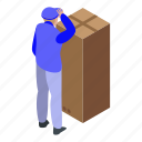 business, cartoon, courier, food, isometric, man, person