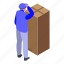 business, cartoon, courier, food, isometric, man, person 
