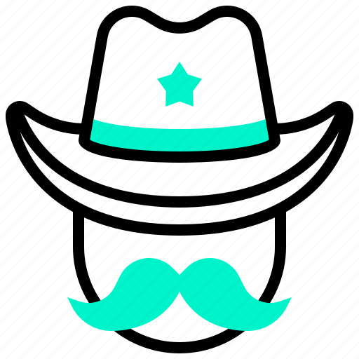 Cowboy, head, moustache, prefect icon - Download on Iconfinder