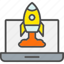 rocket, laptop, launch, project, startup