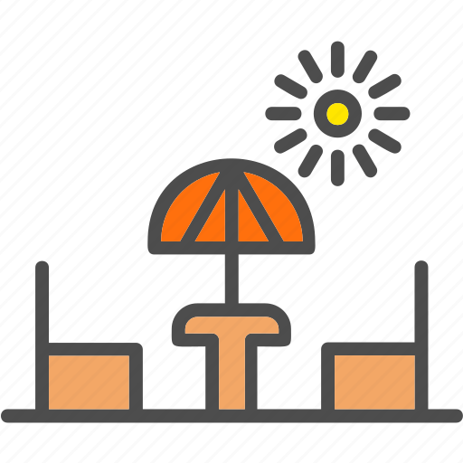 Table, chairs, sun, terrace, umbrella icon - Download on Iconfinder