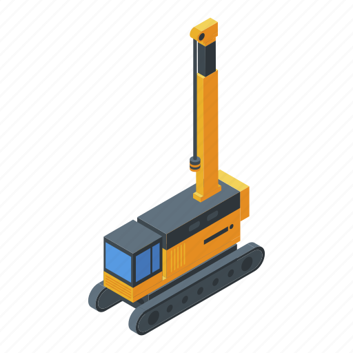 Business, car, cartoon, crane, excavator, hydraulic, isometric icon - Download on Iconfinder