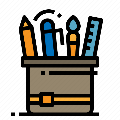 Brush, pen, pencil, ruler, stationary icon - Download on Iconfinder