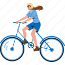 woman, riding, bicycle, transport, rider 