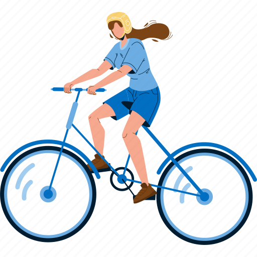 Woman, riding, bicycle, transport, rider illustration - Download on Iconfinder