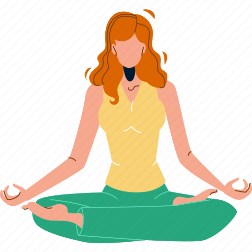 Woman, sitting, lotus, pose, enjoy, yoga, exercise illustration - Download on Iconfinder