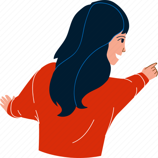 Girl, teenager, pointing, clothes, store illustration - Download on Iconfinder