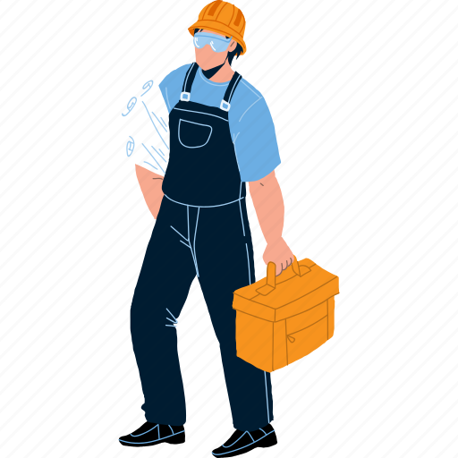 Engineer, man, building, plan, tool, kit illustration - Download on Iconfinder